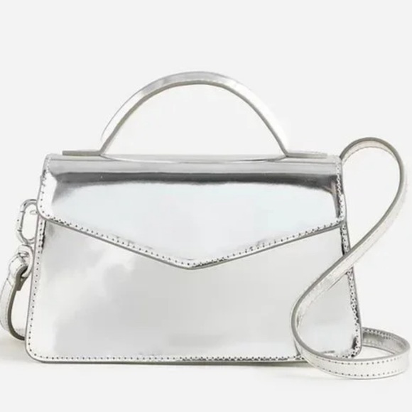 J. Crew Handbags - New Gracie top-handle bag in croc-embossed metallic leather